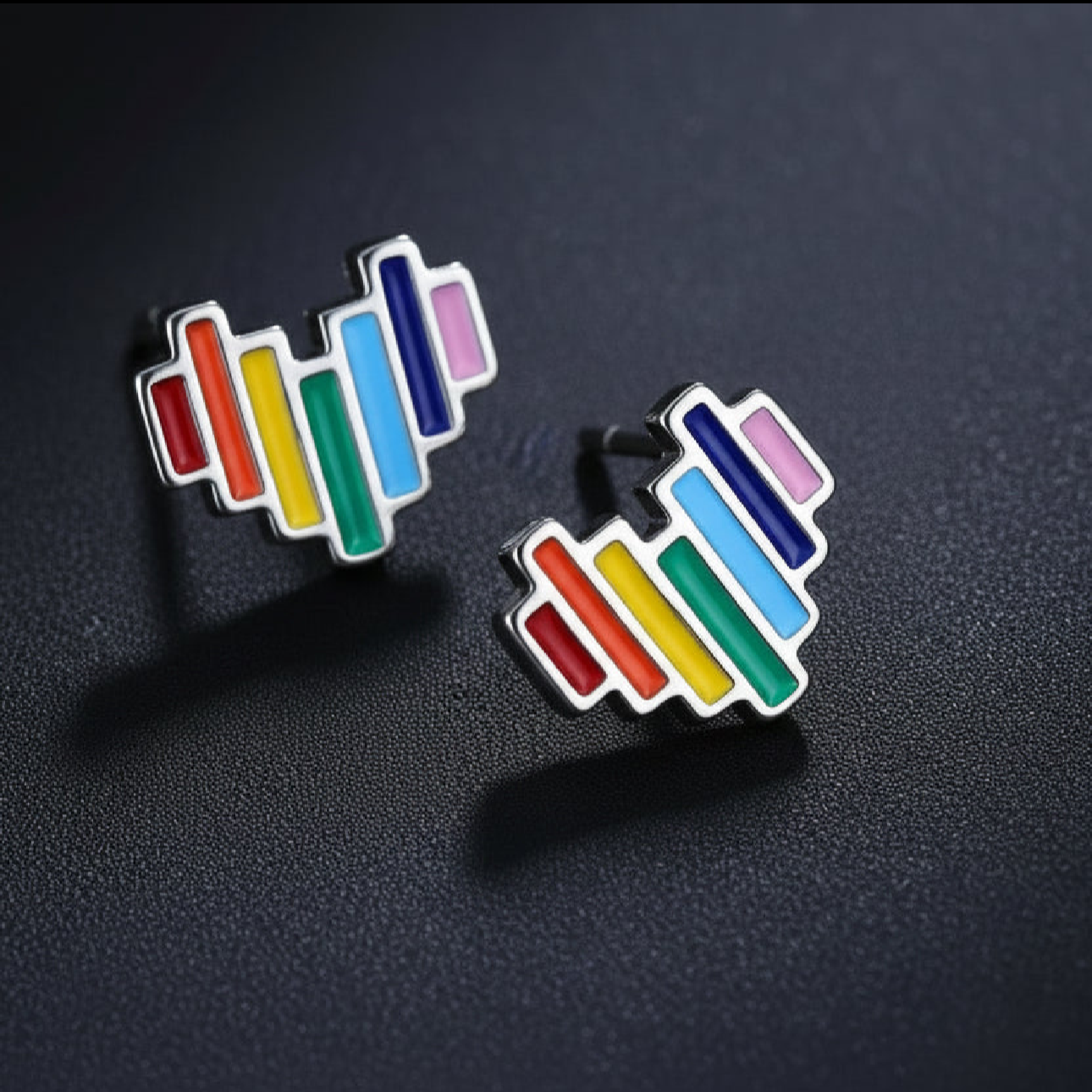 Rainbow Heart Studs