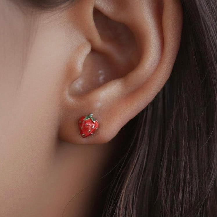 Enamel Strawberry Studs