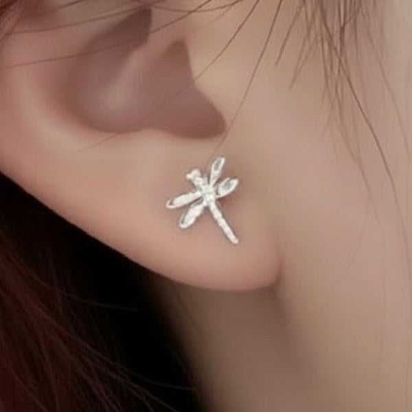 Silver Dragonfly Stud