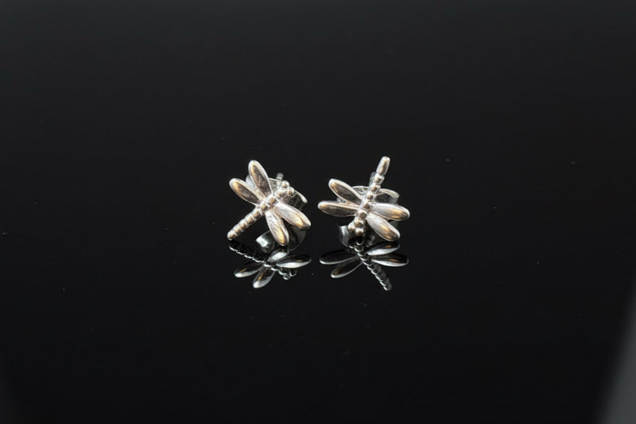 Silver Dragonfly Stud