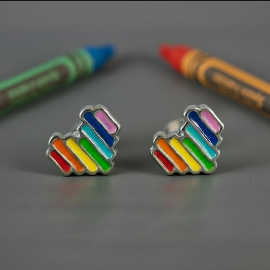 Rainbow Heart Studs