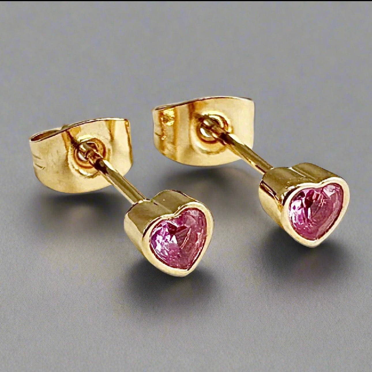 Pink Heart Studs